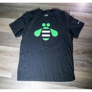 IBM Shirt Mens XL Black Green Bee Logo Graphic Tee T-Shirt Tech Made USA
